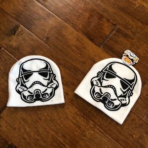 LOT 2 boys star wars storm troopers beanie hats ( 1 is NWT brand new with tags)